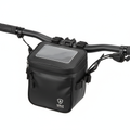 Waterproof e-bike handlebar bag with clear phone window mounted on handlebars